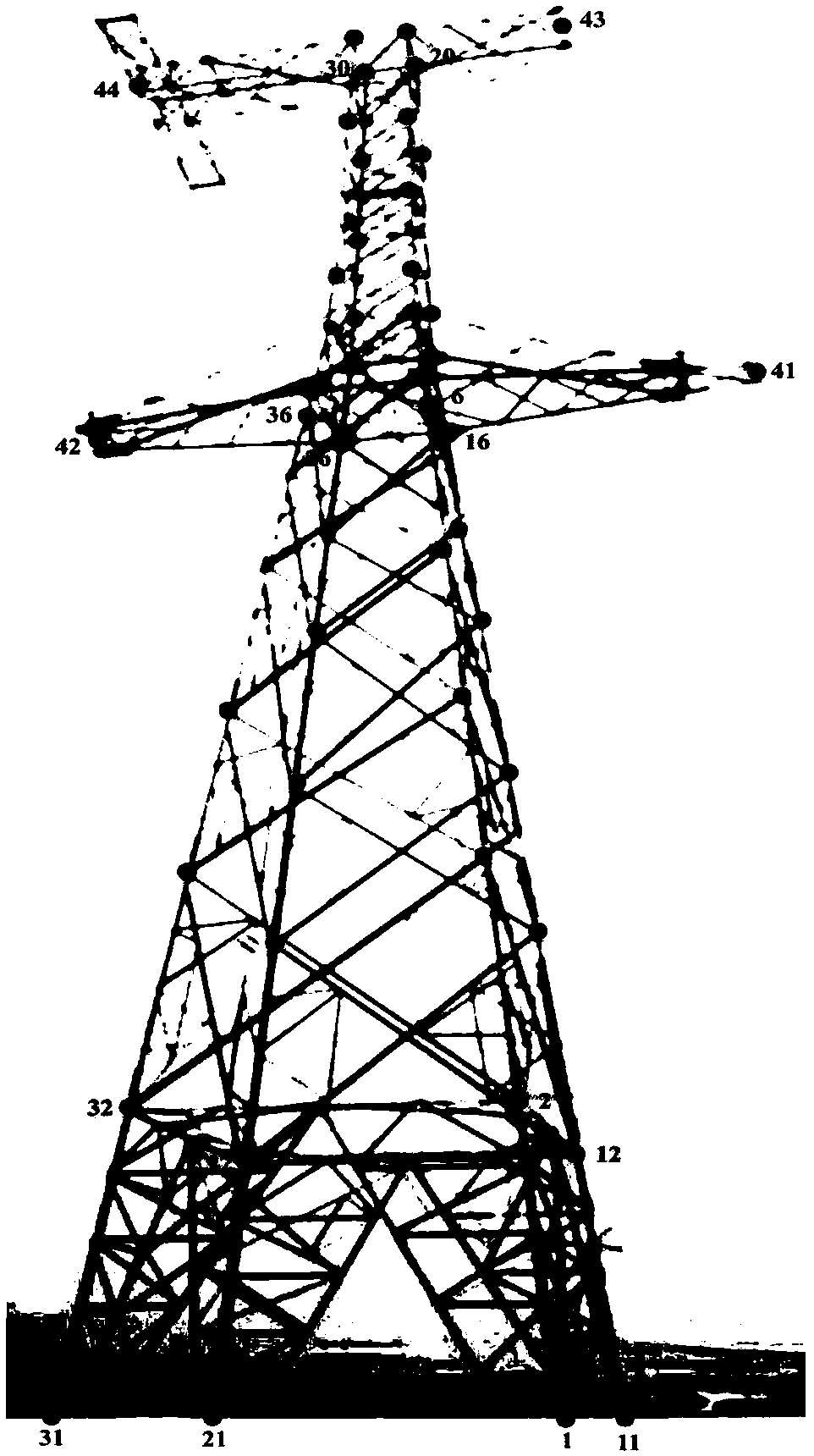 A method for selecting monitoring points for testing mechanical characteristics of transmission towers