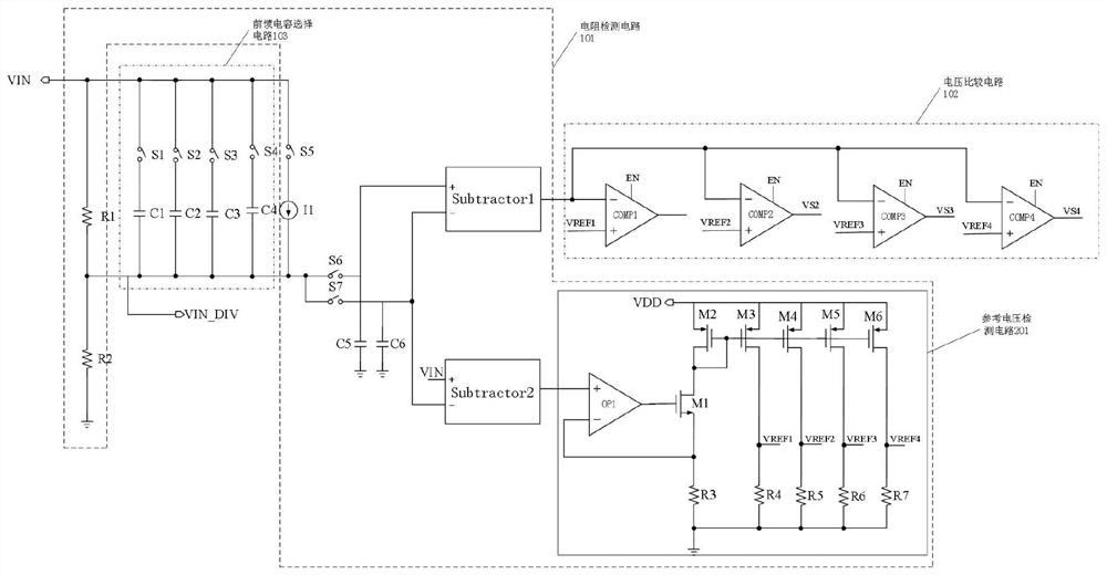 Input voltage divider circuit and overvoltage protection switch