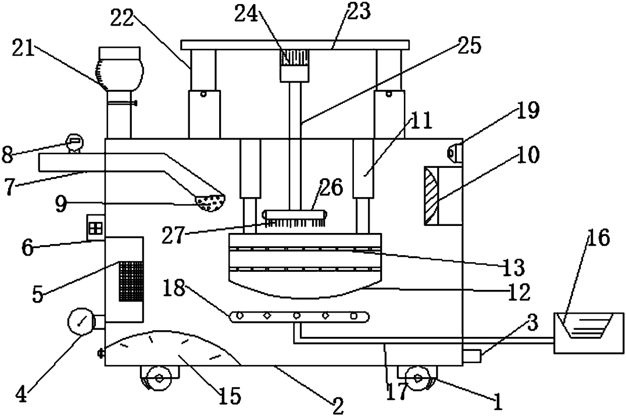 High-efficient cleaning and derusting device for iron and steel castings