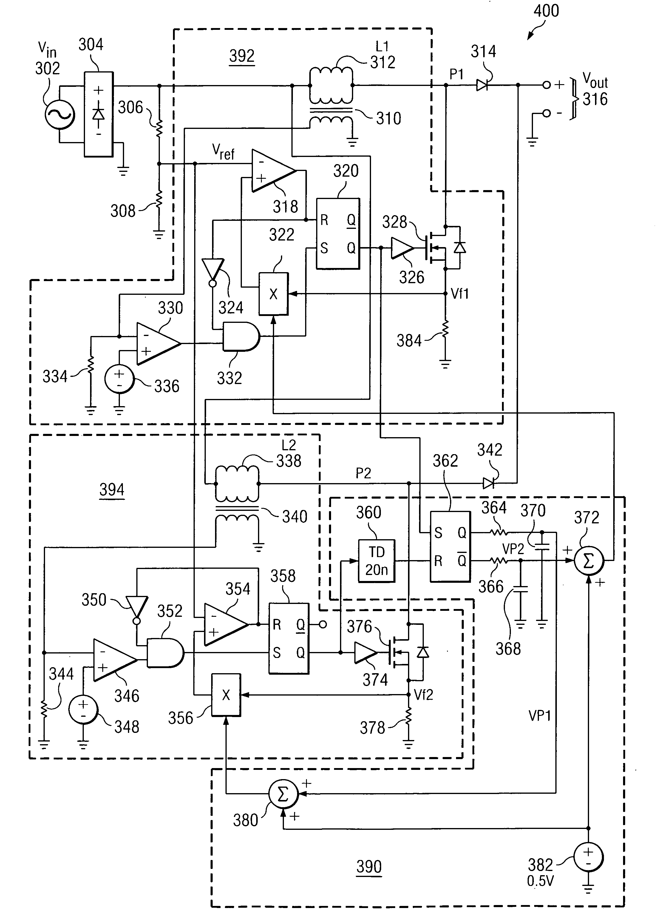 Method and apparatus for power converters having phases spaced at desired phase angles