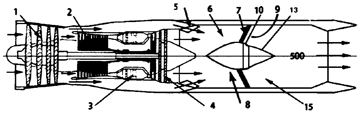 Direct-injection type fan-shaped nozzle applied to cavity structure of afterburner