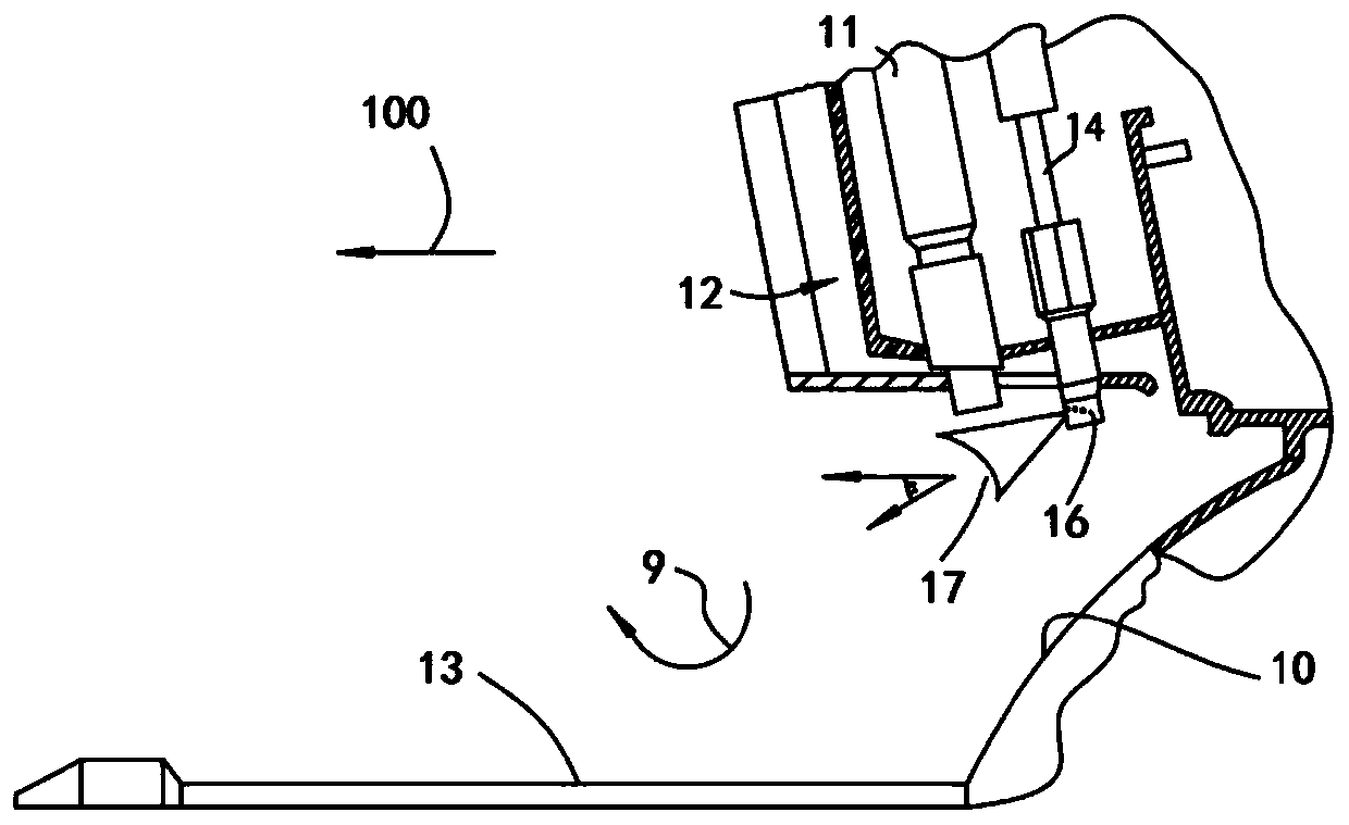 Direct-injection type fan-shaped nozzle applied to cavity structure of afterburner