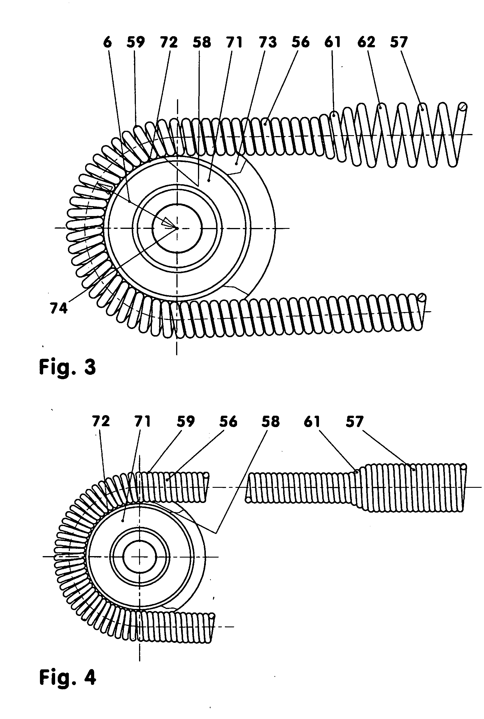 Pull arrangement with reversing tension spring