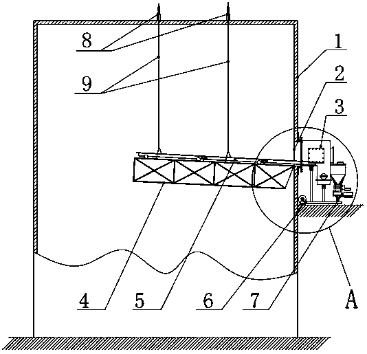 Bin wall discharging system of aluminum oxide storage bin