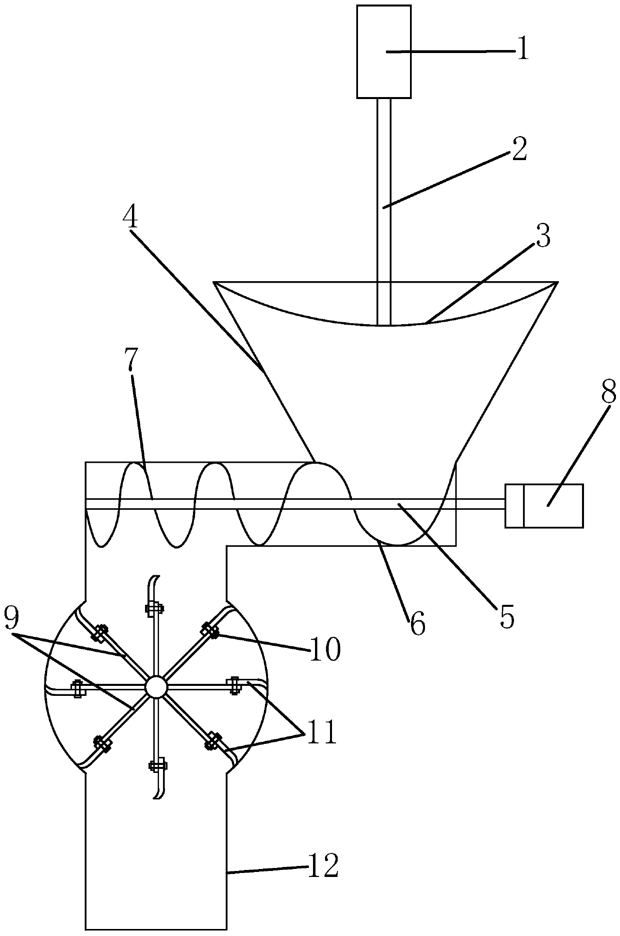 Husk and powder metering and air conveying device and operation method thereof