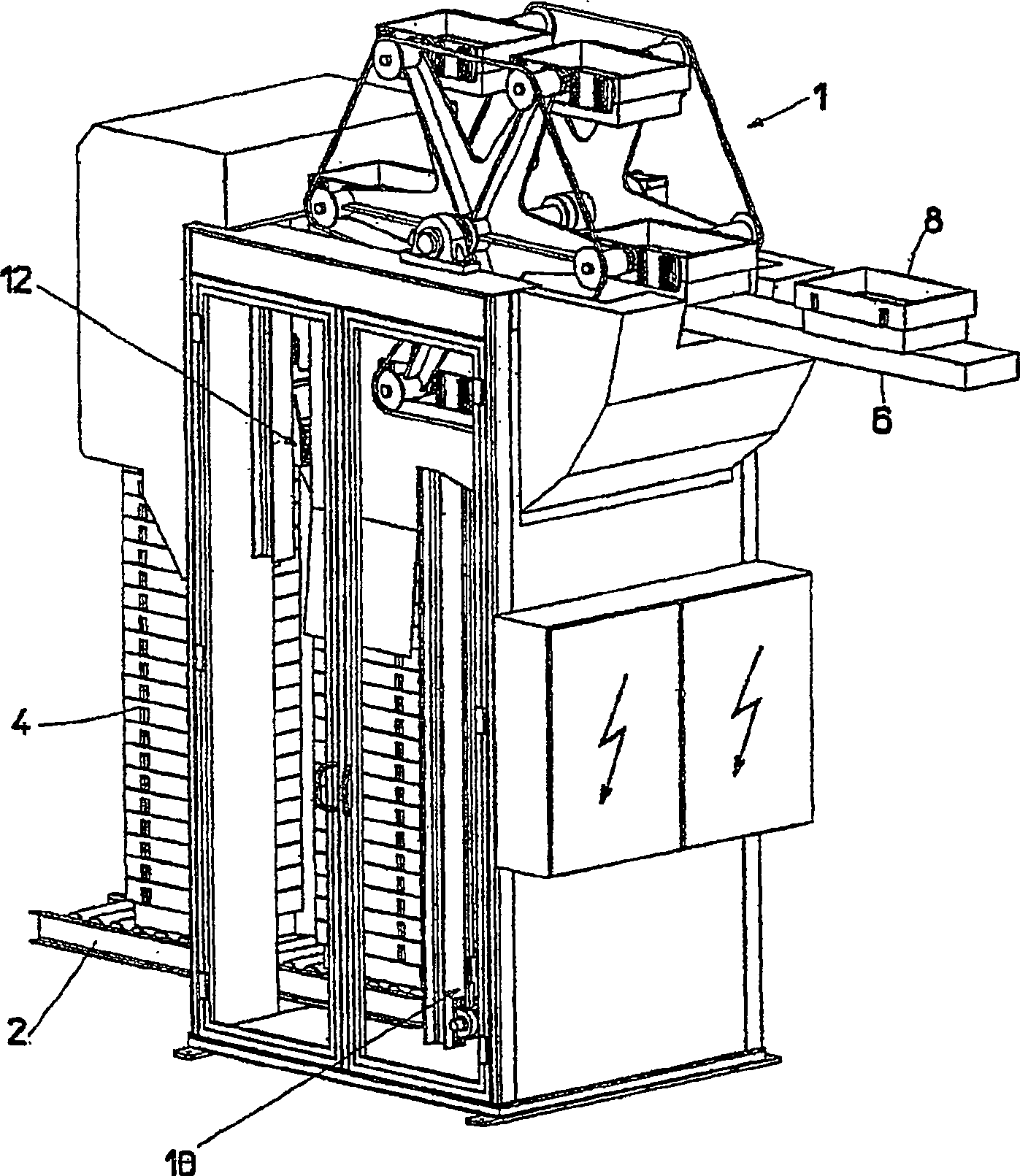 Device for stacking and unstacking objects