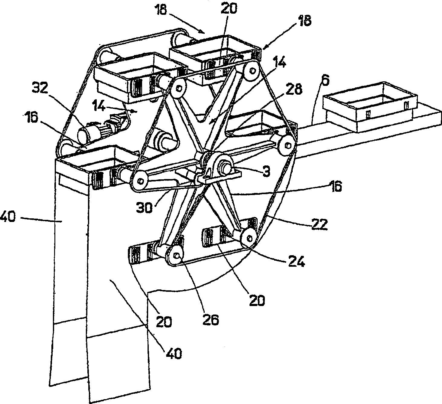 Device for stacking and unstacking objects