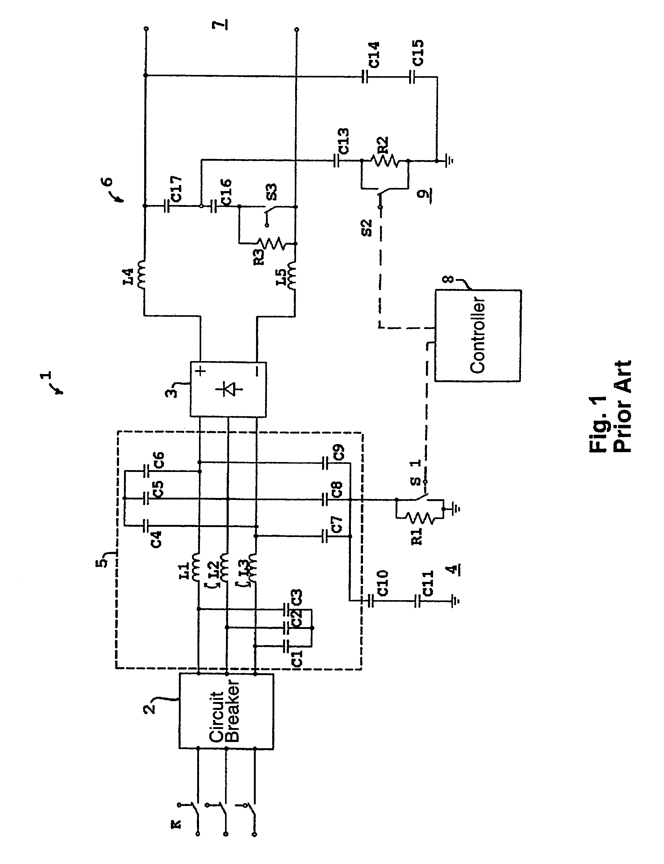 Motor controller incorporating an electronic circuit for protection against inrush currents