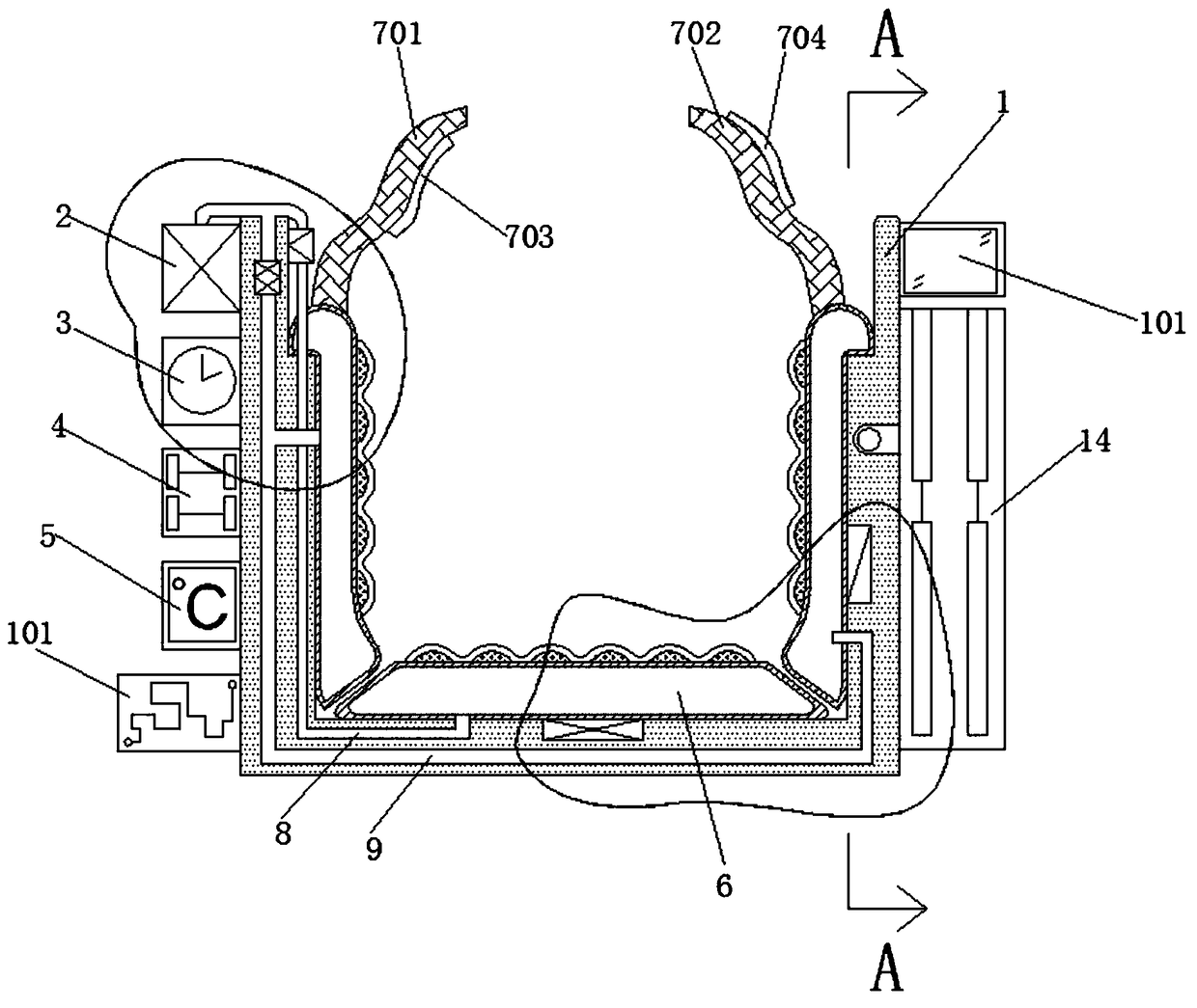 A multi-element temperature-regulating massage device for dialysis