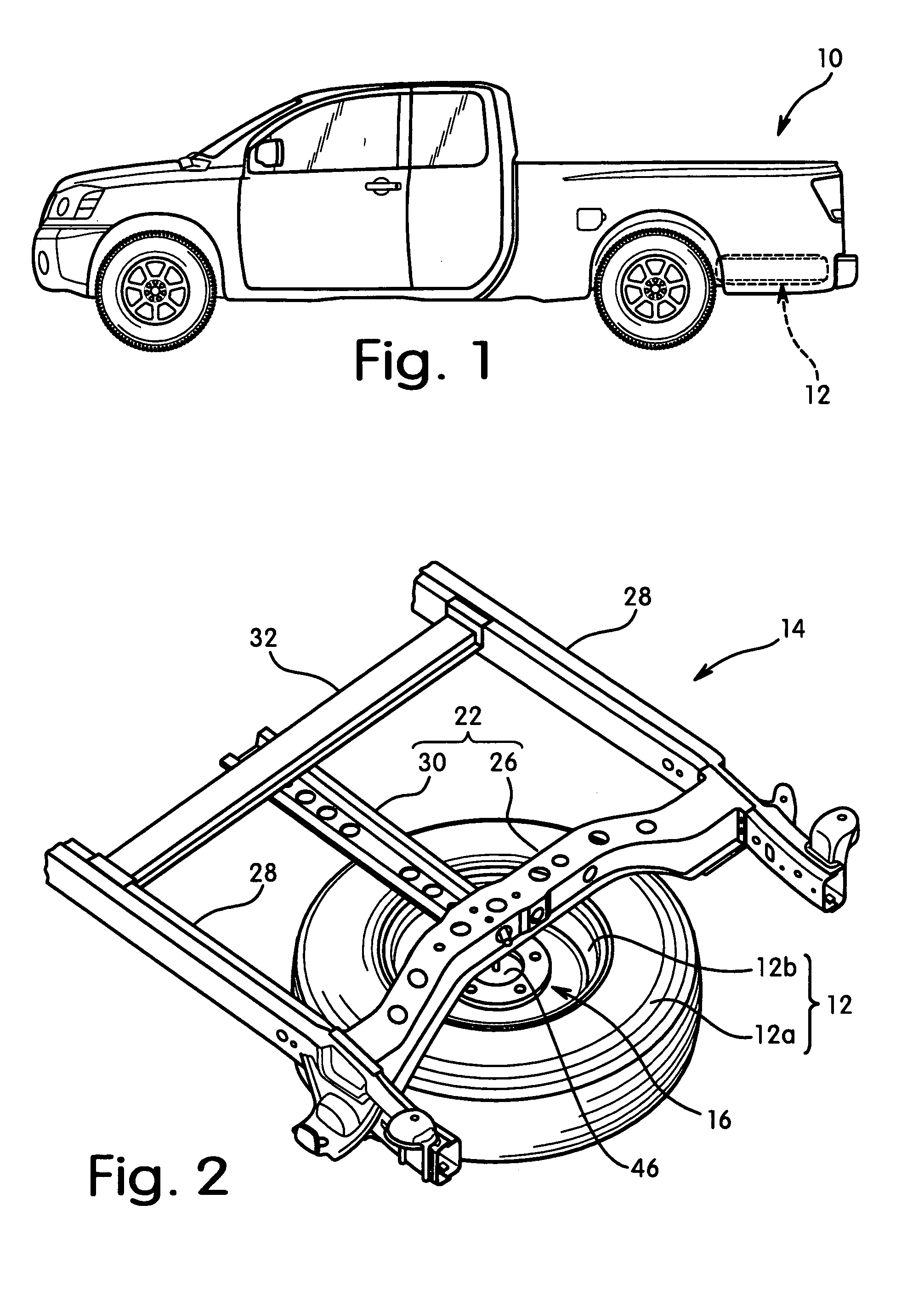 Vehicle spare tire pressure detection assembly
