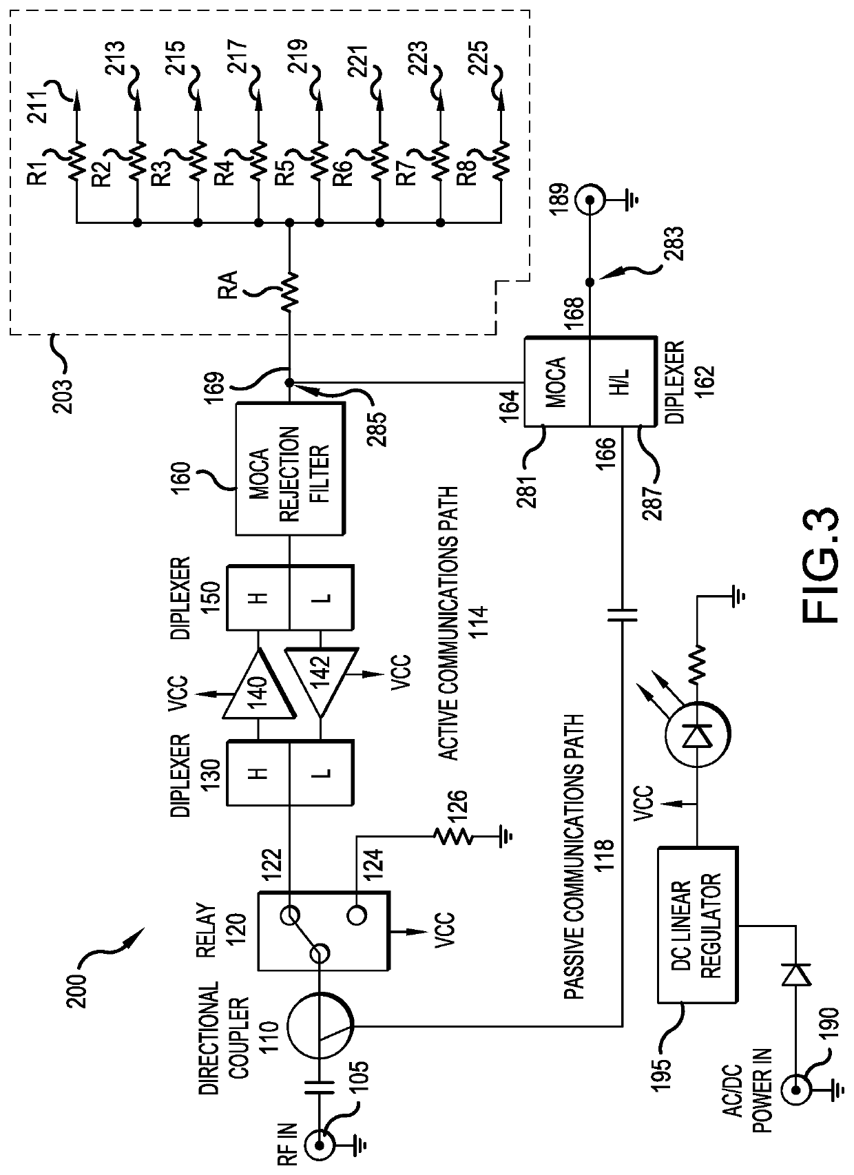 CATV device with resistive signal distribution network