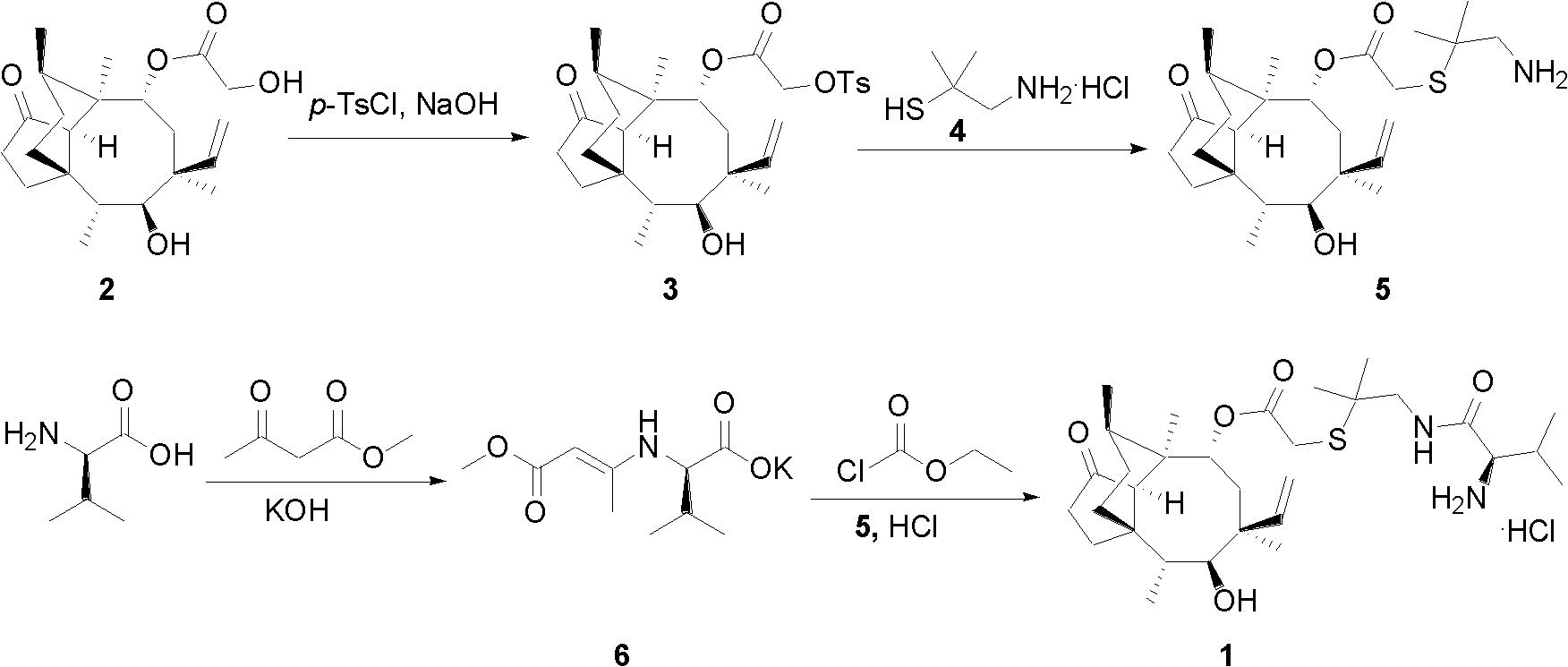 Chemical synthesis method of valnemulin hydrochloride