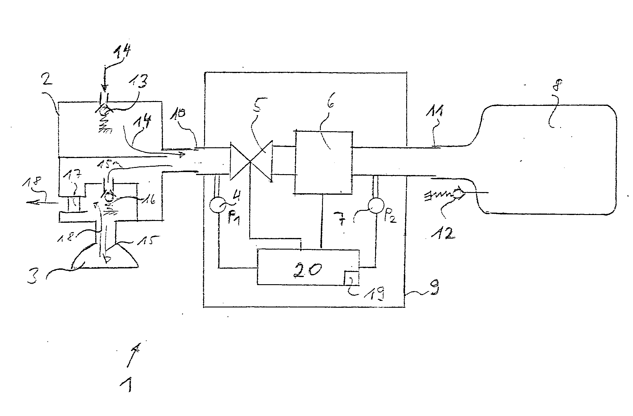 Device and process for metering breathing gas