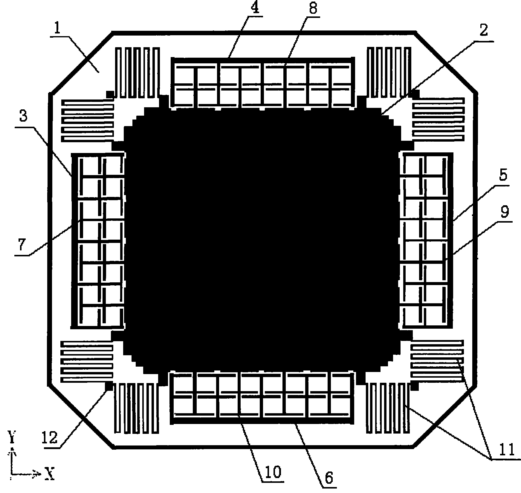 Comb condenser type dual-spindle accelerometer