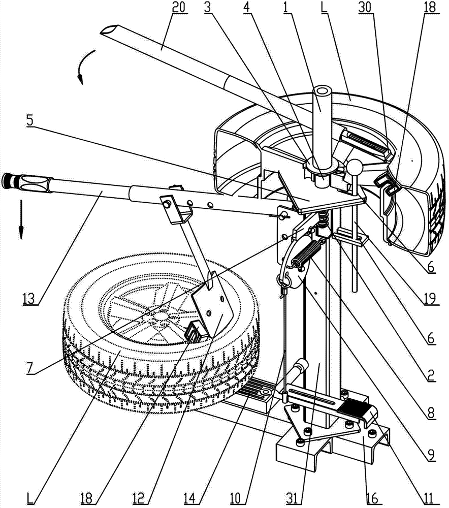 Quick device for manually dismounting and mounting tire and use method of quick device