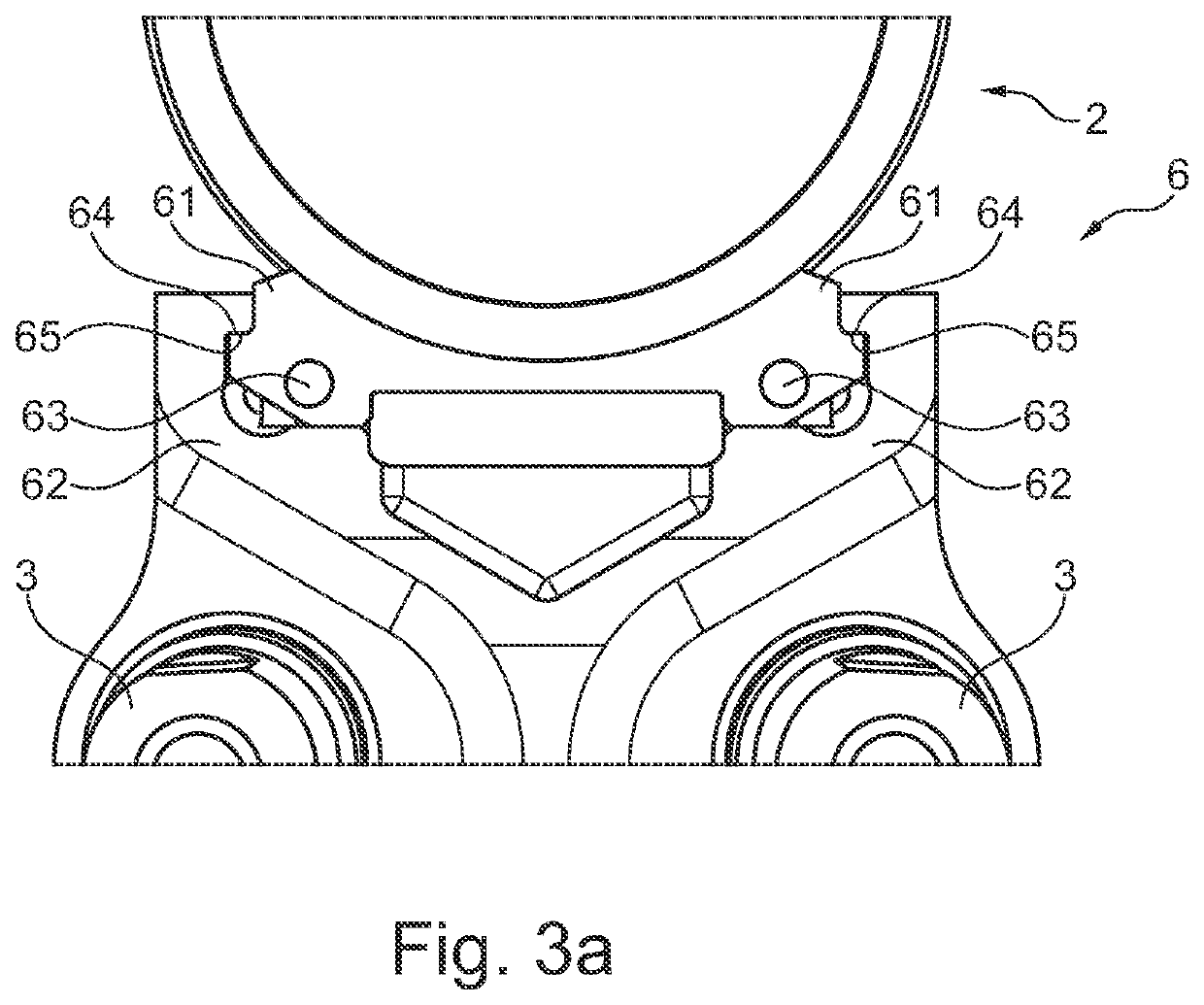 Holder for mounting a second part on a main structure between car body ends of a rail vehicle