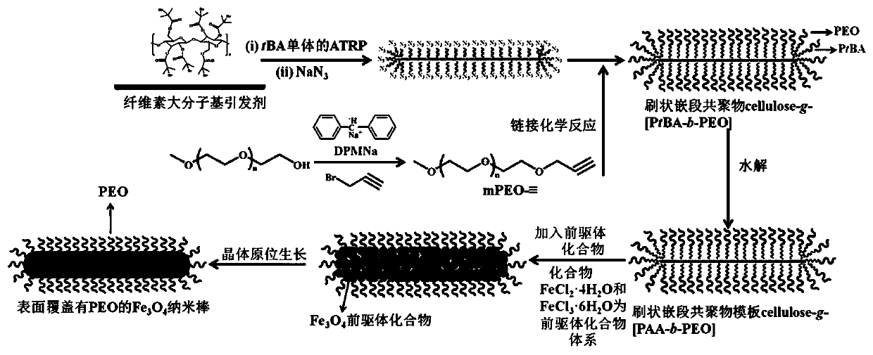 A preparation method for large-scale preparation of superparamagnetic Fe3O4 nanorods with controllable size and dispersion