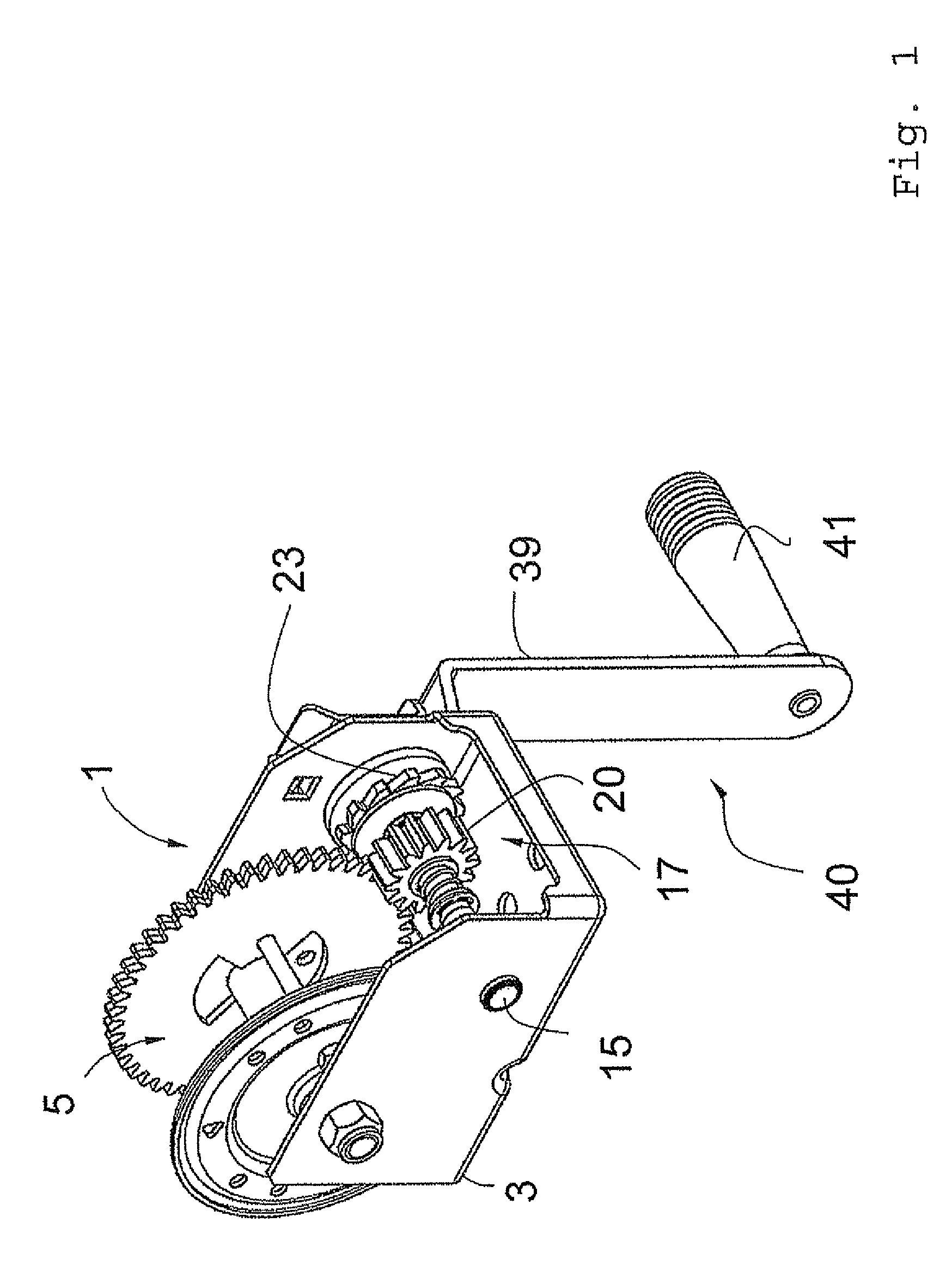 Hand winch with brake and freewheel