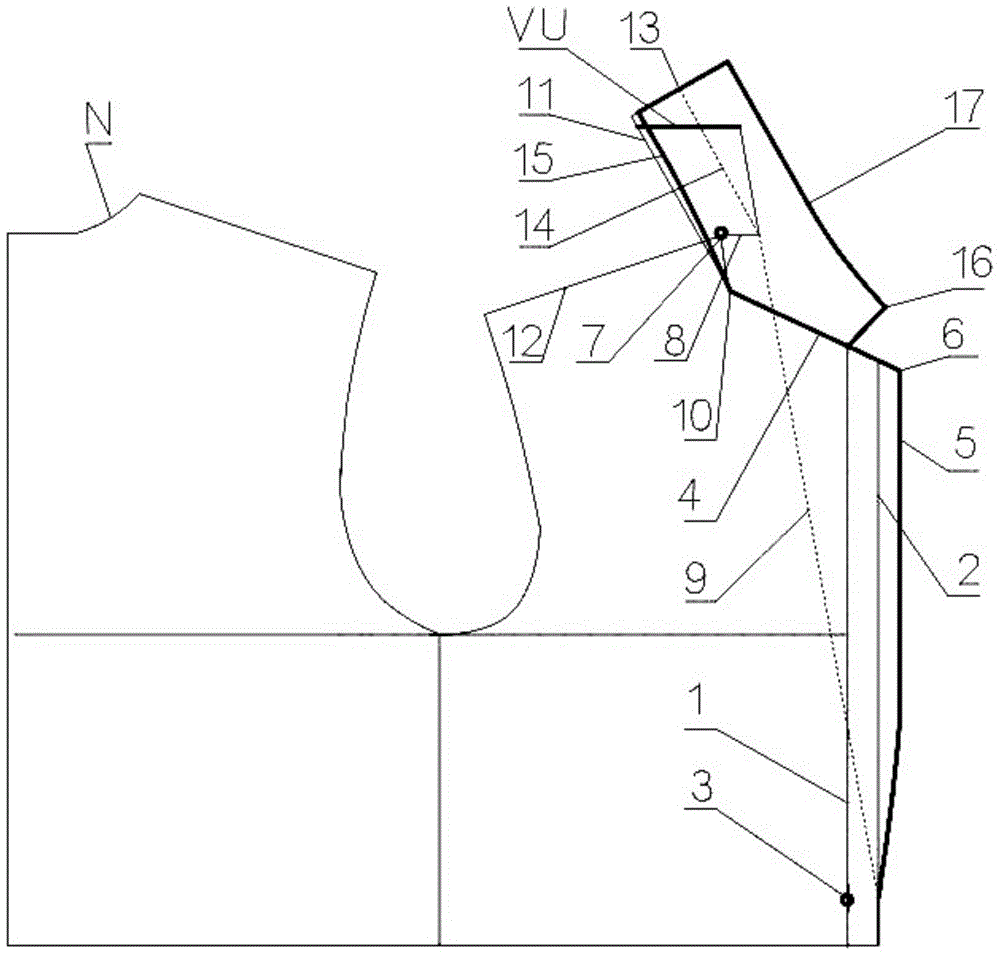 The vu original number design and cutting method of clothing lapel collar