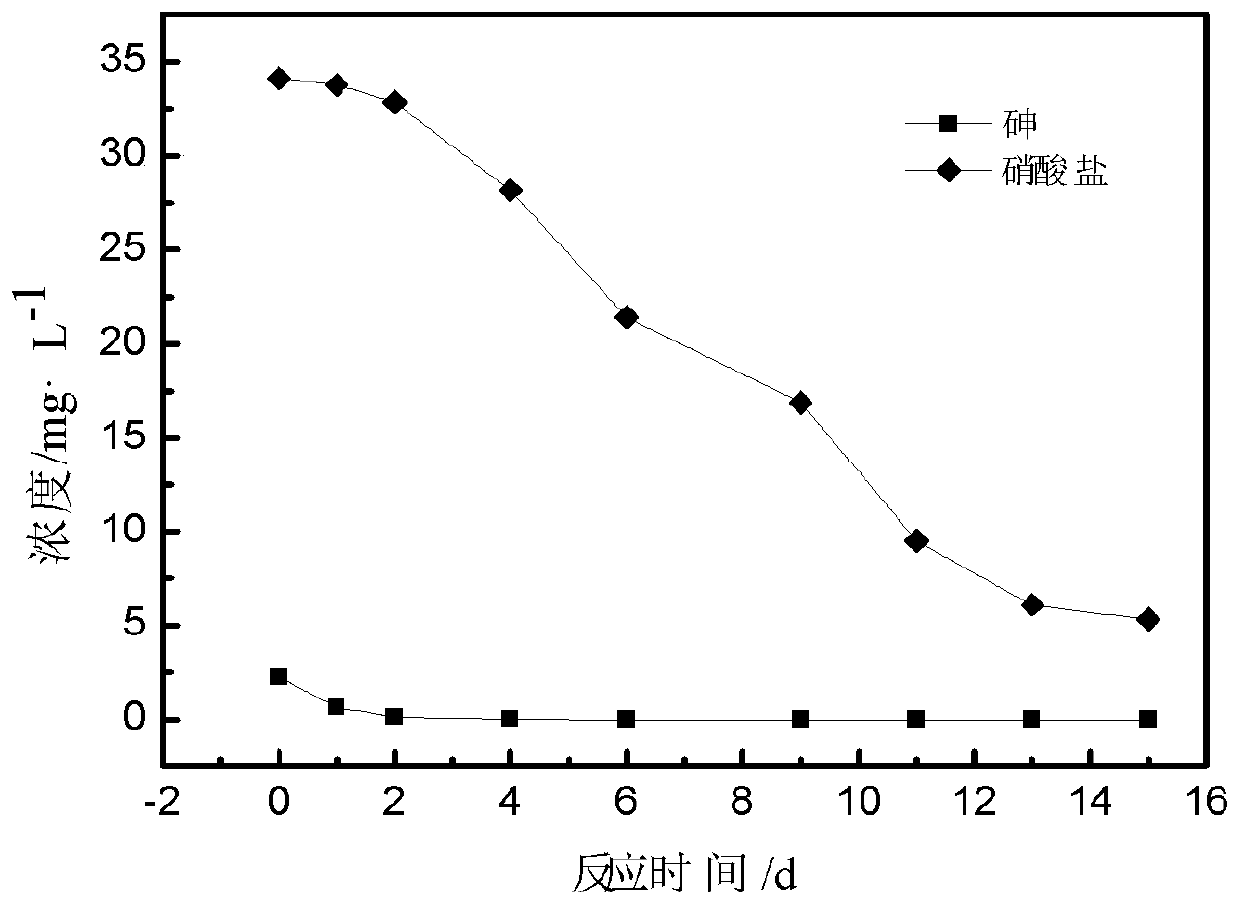 A method for synchronously removing nitrate and arsenic from groundwater by using natural pyrrhotite and its application