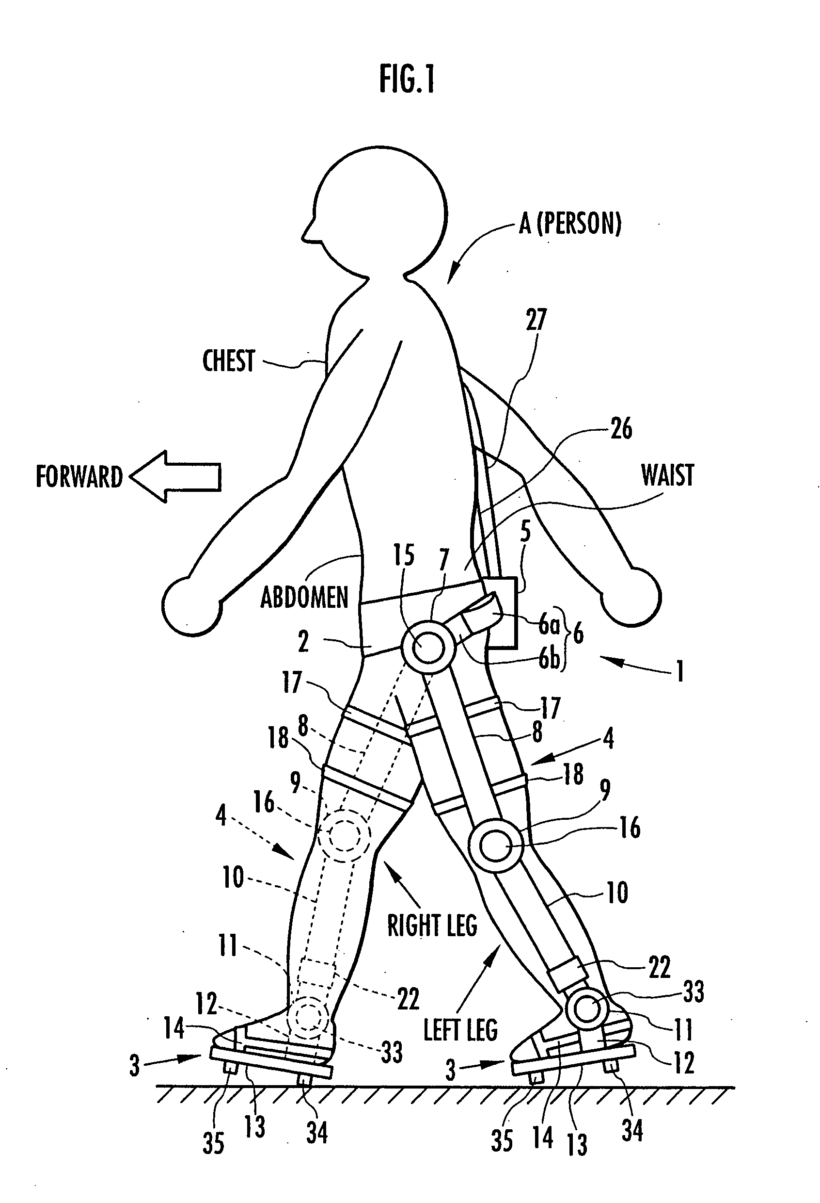 Support moment control method for leg motion support orthosis