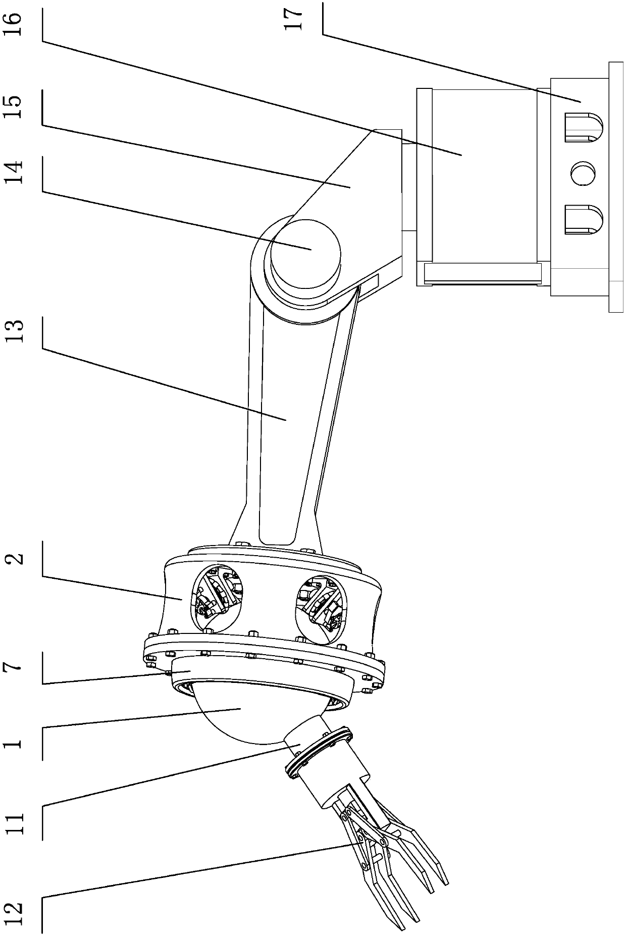 Robot wrist joint mechanism driven by omnidirectional wheels