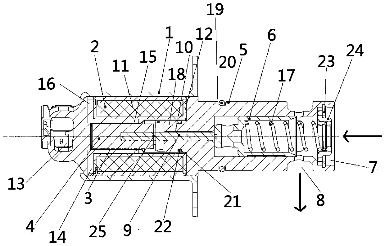 Engine piston cooling electromagnetic valve structure