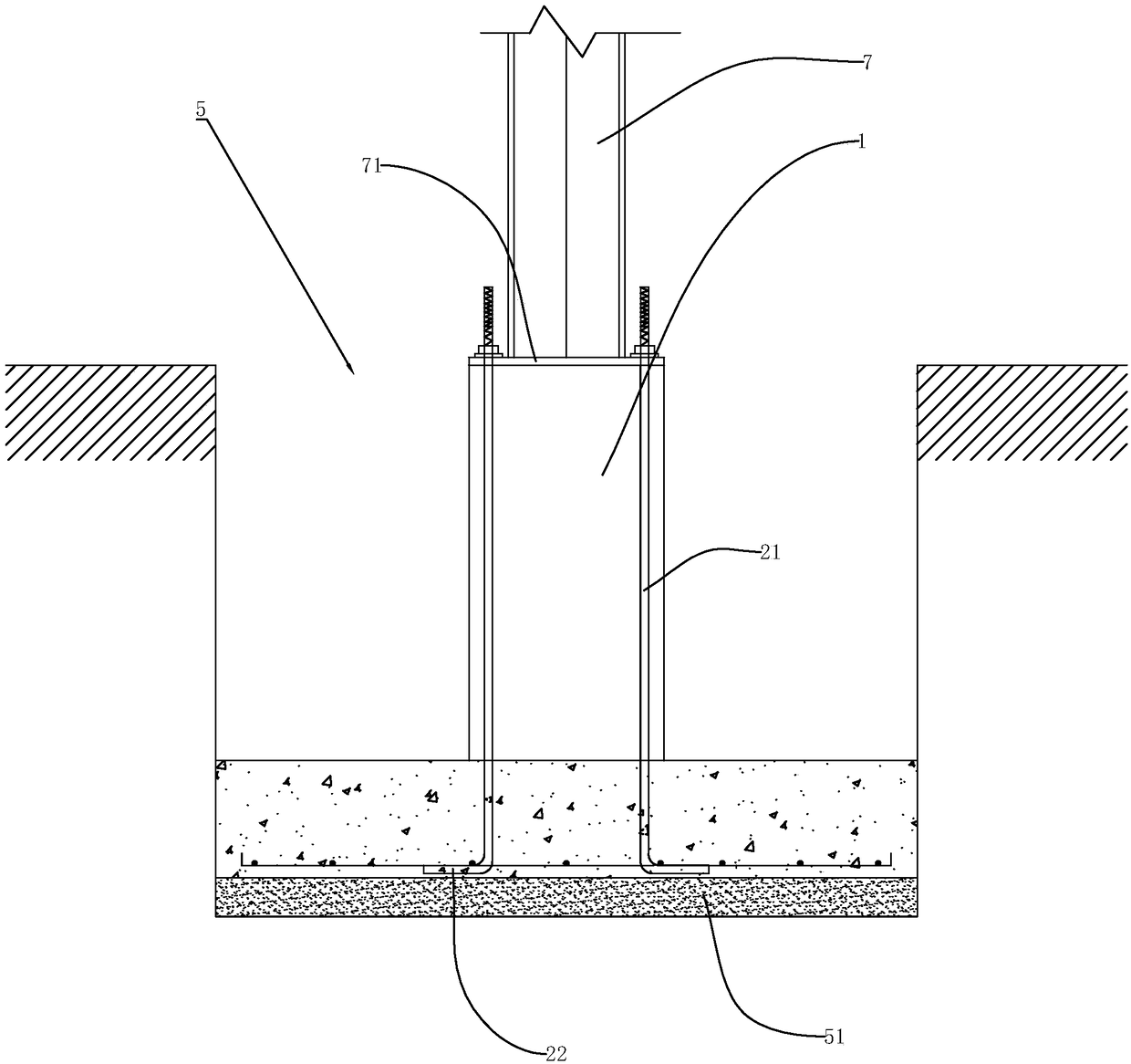 Foundation prefabricated column and connection structure and construction method thereof