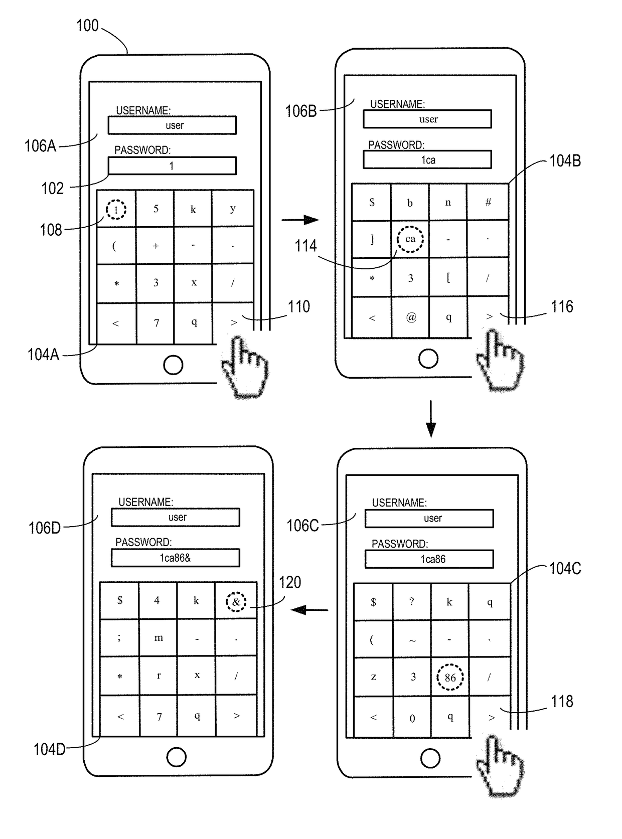 Method and system for efficient password input