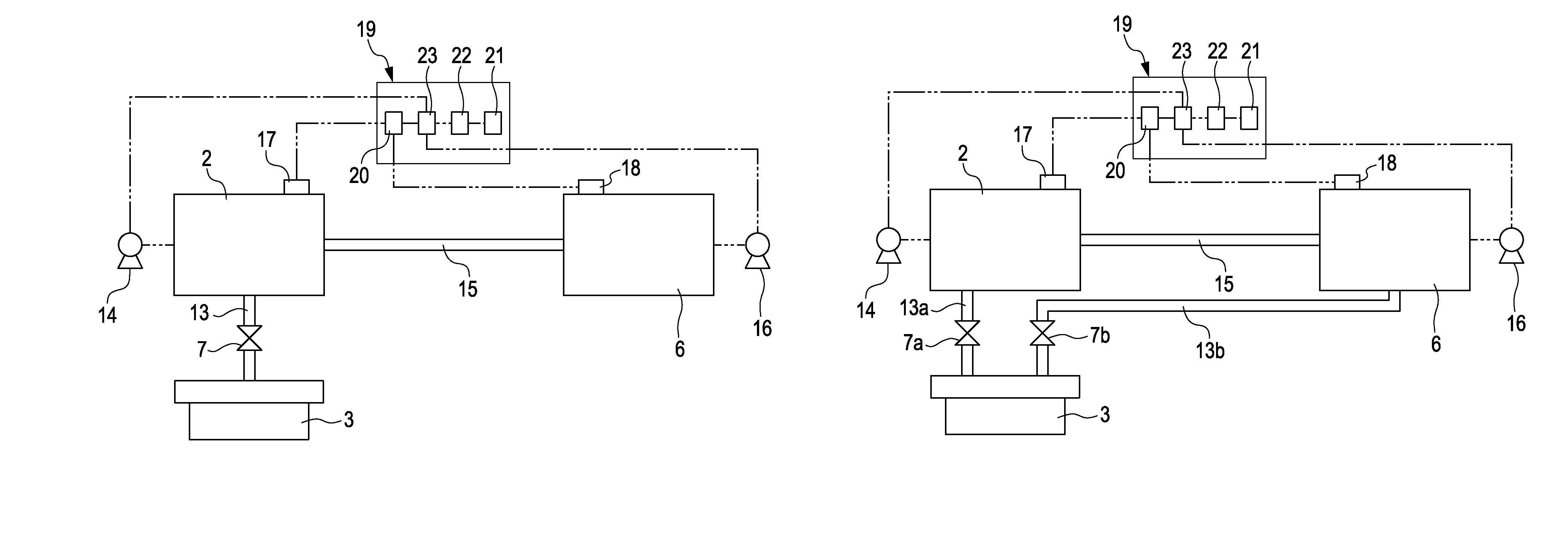 Liquid ejecting apparatus with two liquid tanks, wherein liquid is transferred to a tank of which residual amount of liquid is smaller from a tank of which residual amount of liquid is larger when the power is turned on