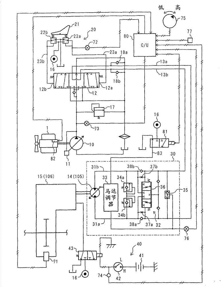 Travel control device for hydraulic traveling vehicle