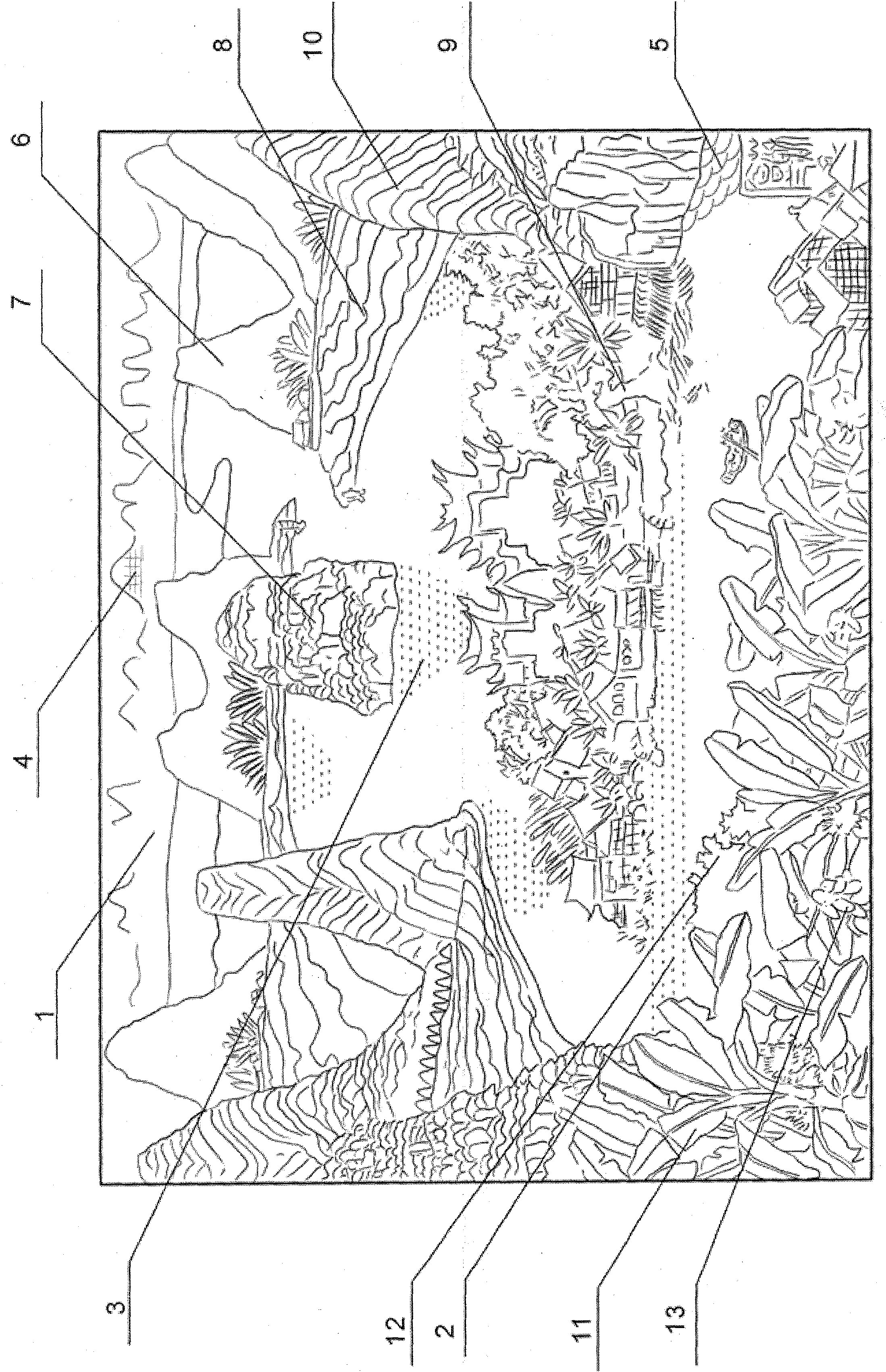 Manufacture method of soft sculpture drawing of irregular needling overlapping-knitting woolen yarn 3D embroidery