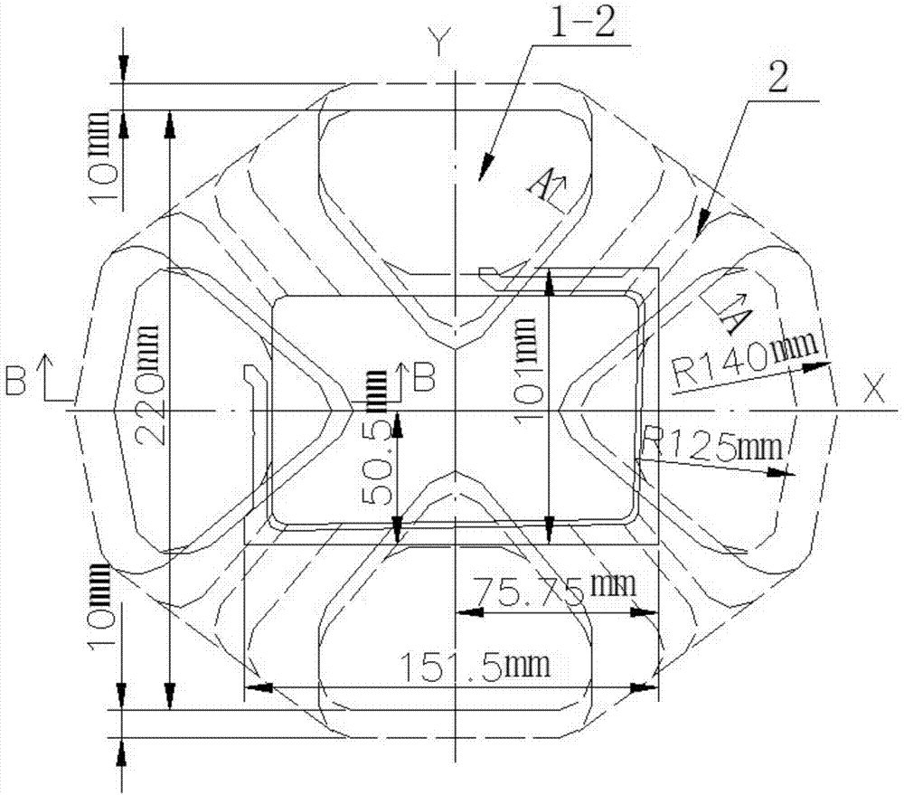 Mold structure for semi-hollow profile with high slenderness ratio and manufacturing method of mold structure