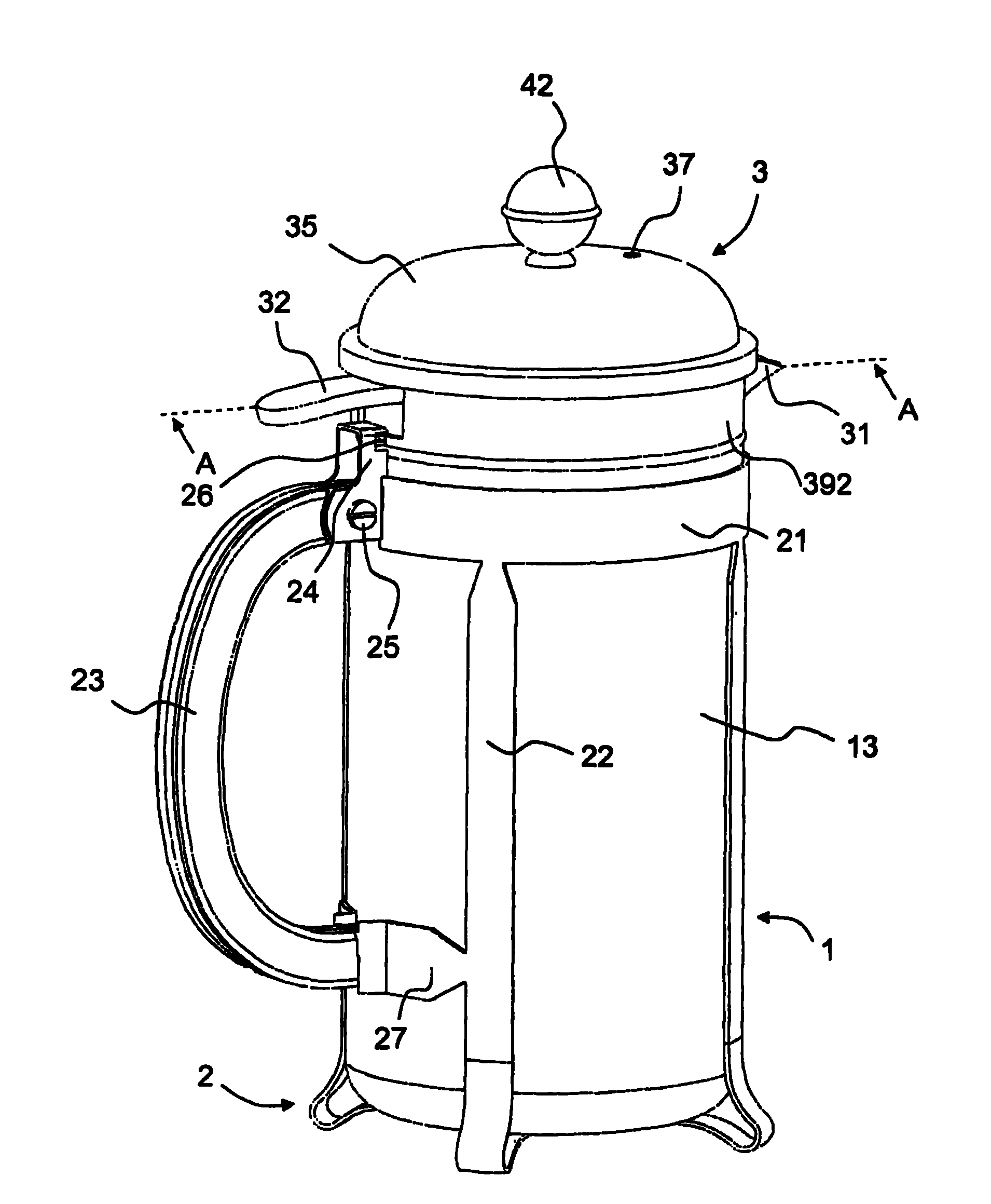 Beverage preparation device comprising an insert inserted into a receptacle