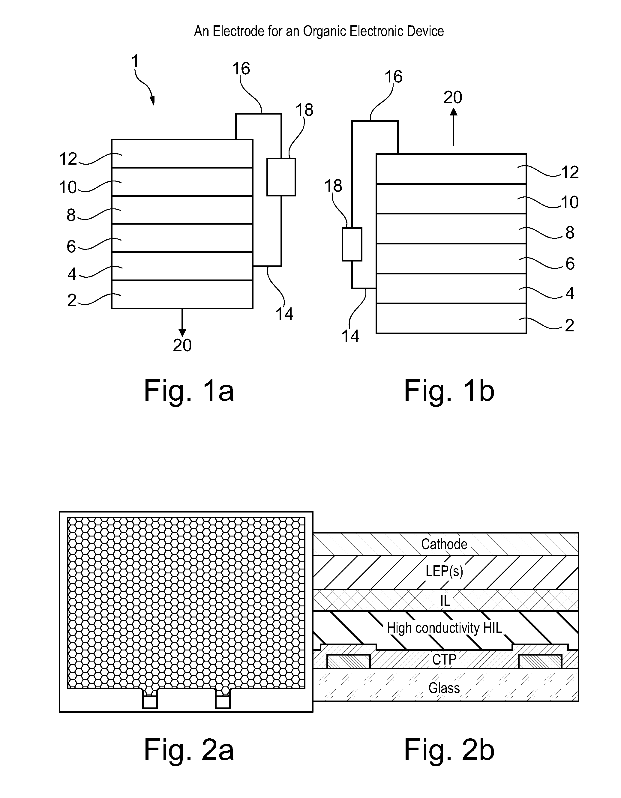 An electrode for an organic electronic device