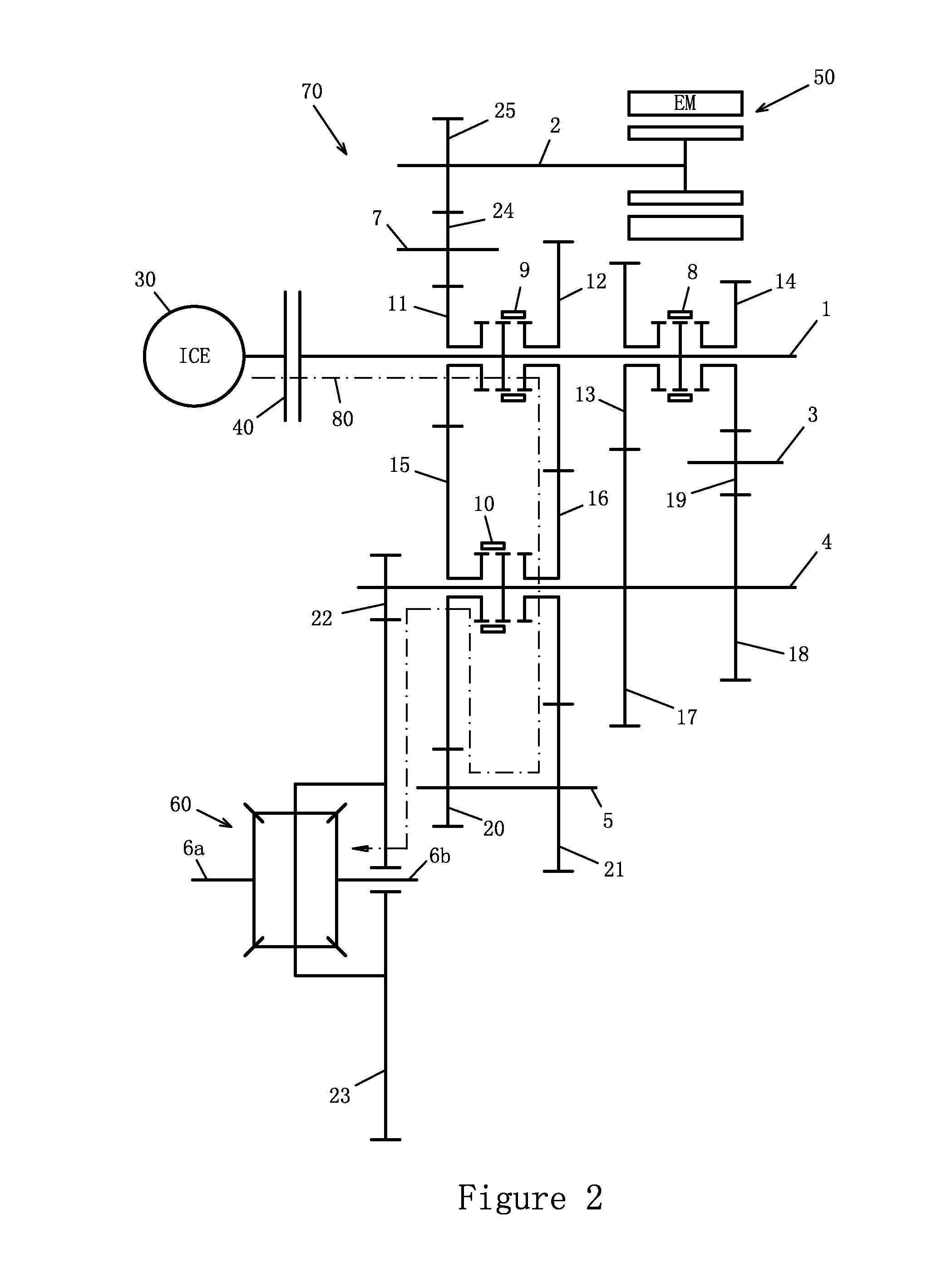 Hybrid-power driving system for a vehicle and a transmission thereof