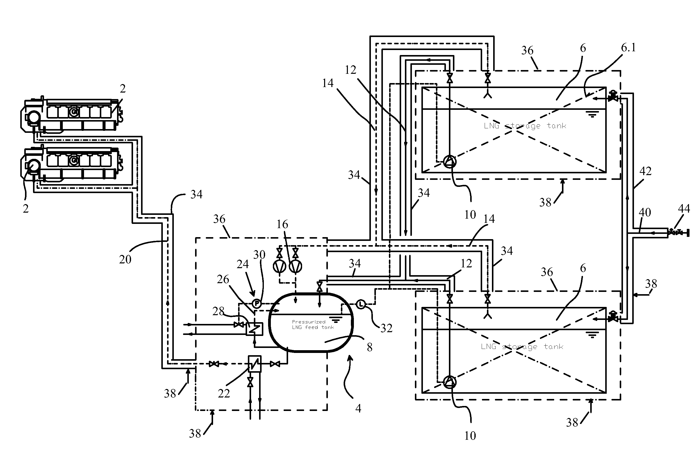 Fuel system for gas driven vessel
