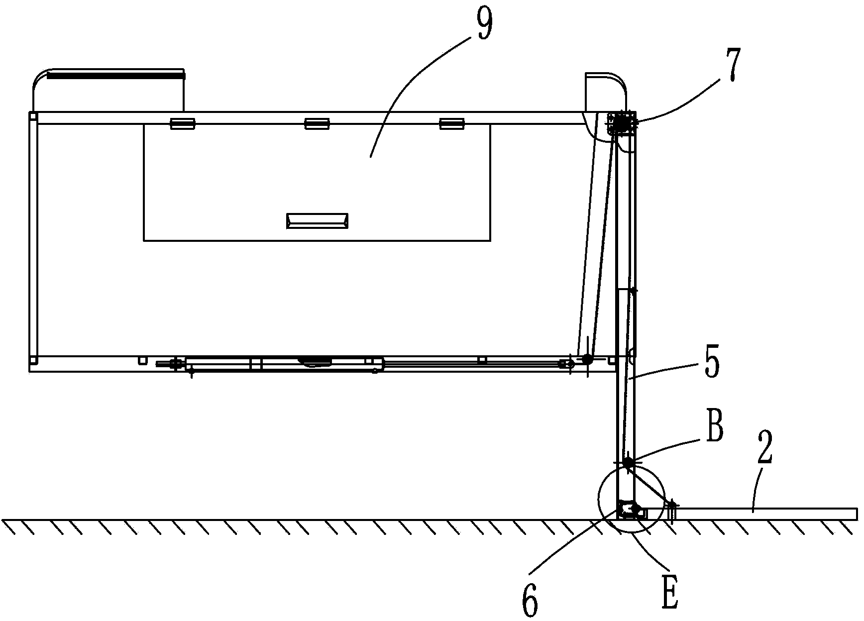 Container with sliding column type tail board