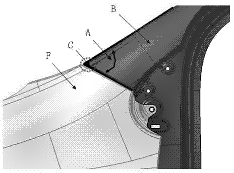 Structure for body-side outer panel and fender piece area of automobile