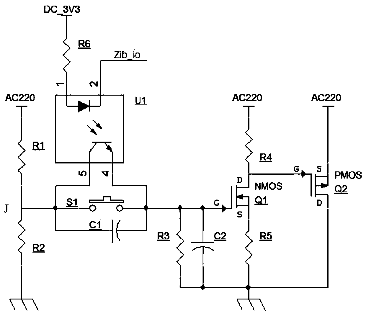 Single-live-wire power taking circuit based on micro switch or optical coupler control