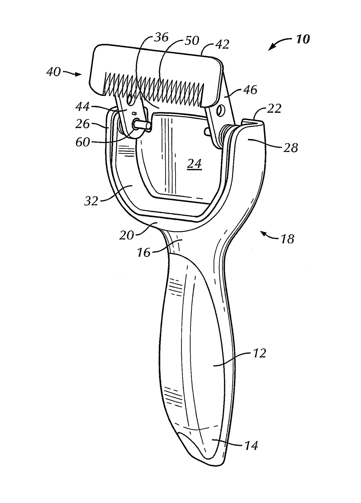 Grooming tool and method of removing hair from a pet associated therewith