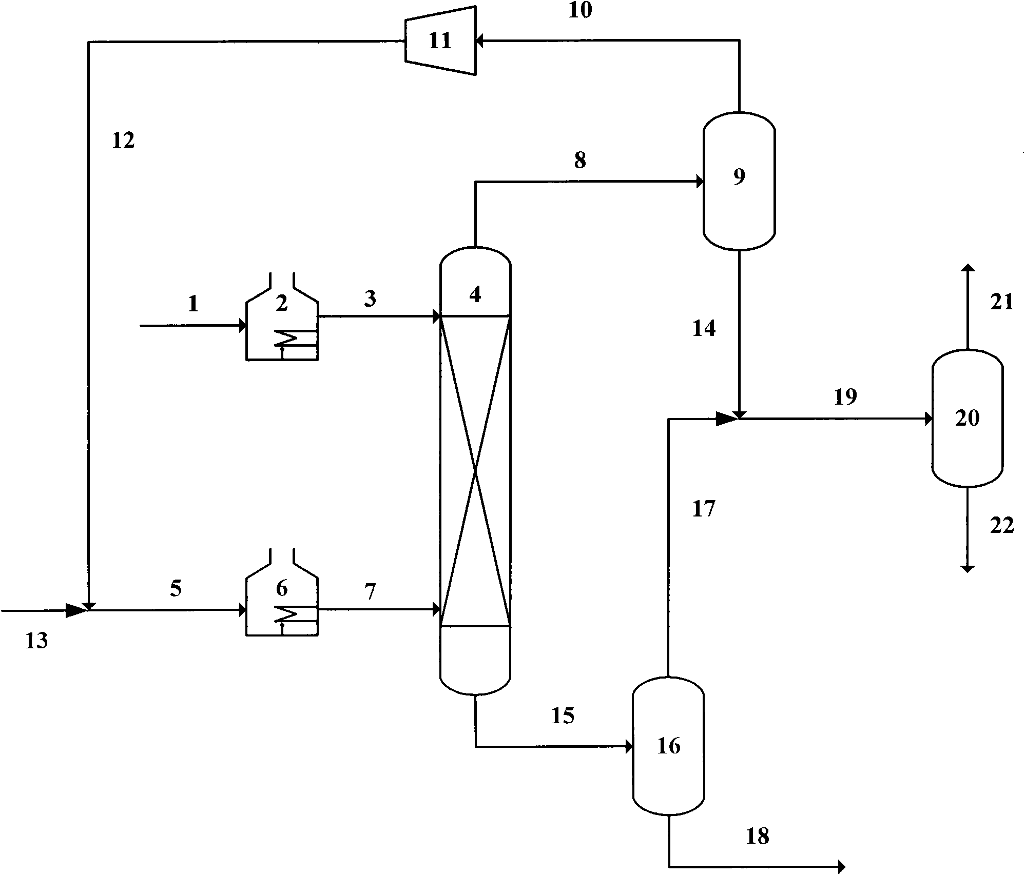Counter flow hydrogenation method of catalytic-cracked heavy oil
