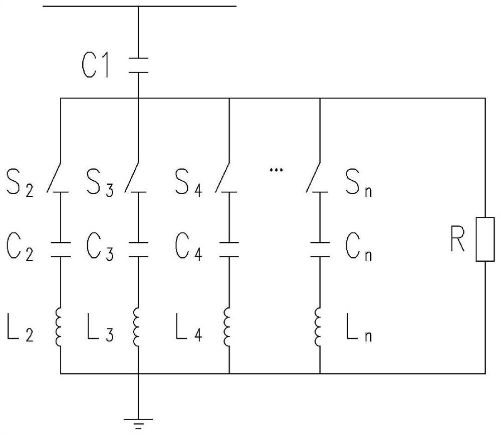 C-type damping filter with selectable filtering frequencies