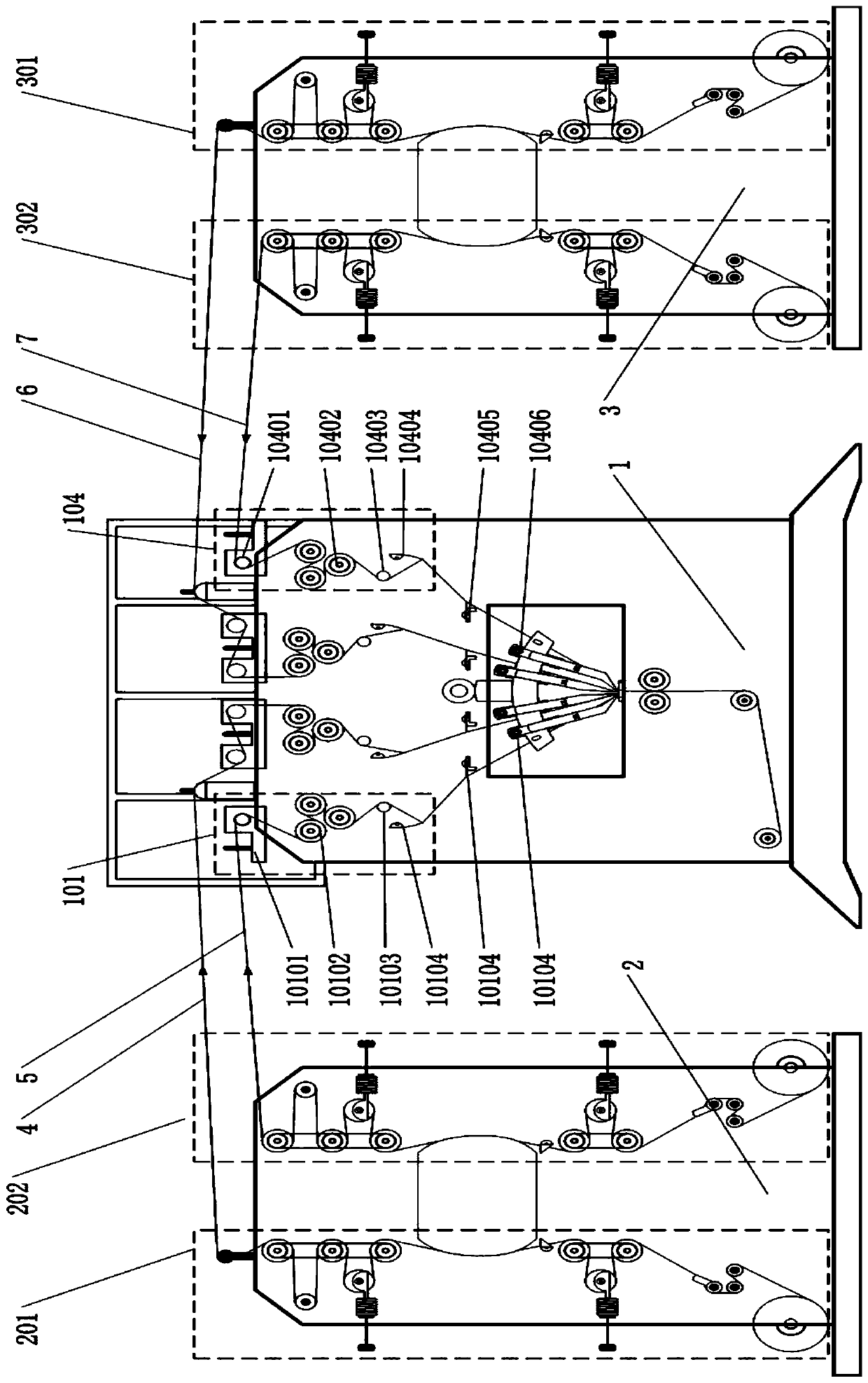 A yarn feeding system for a double-needle bed flat yarn warp knitting machine