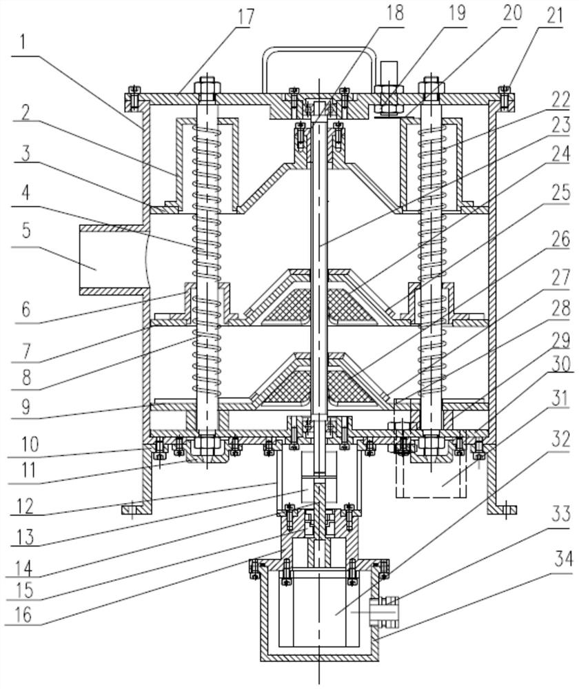 An underwater mud-water separation device for test pools