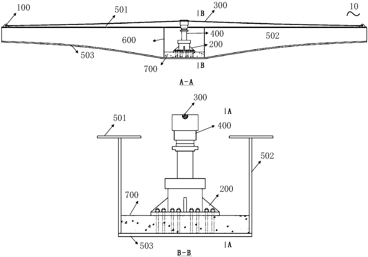Auxiliary device for cantilever construction of steel box girder