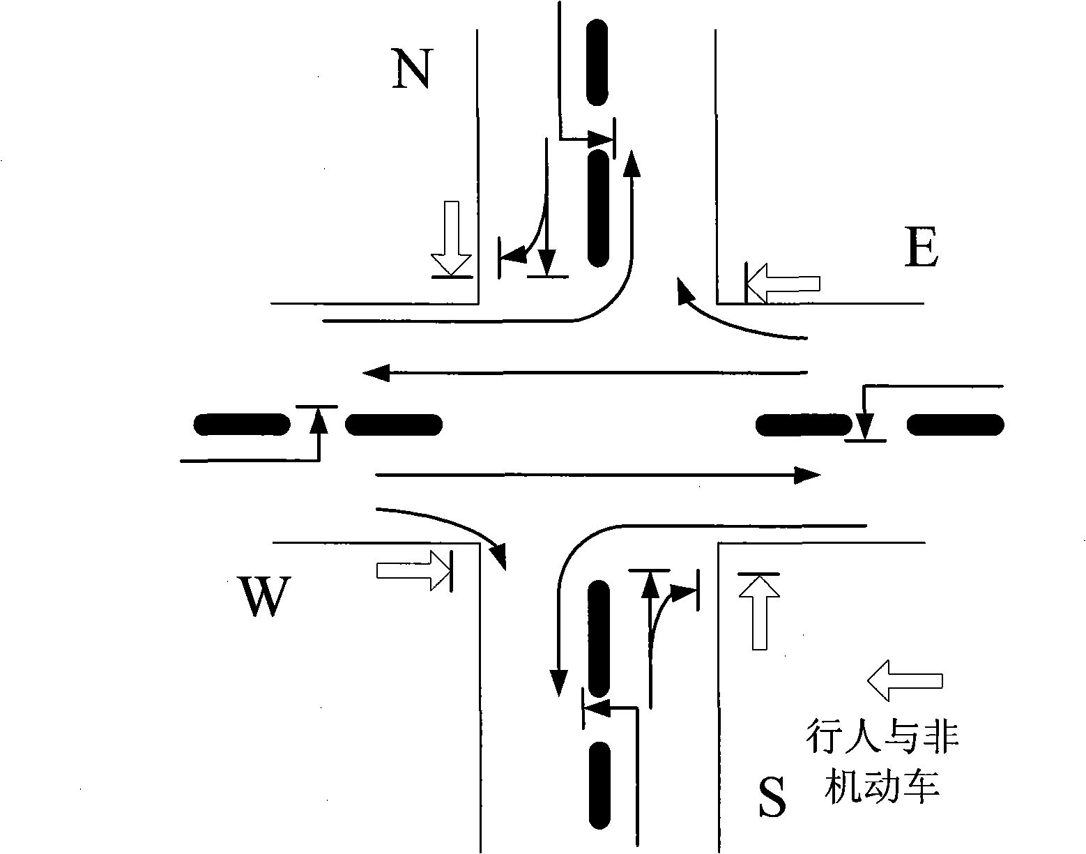 Road grade crossing non-conflict traffic mode arrangement and control method