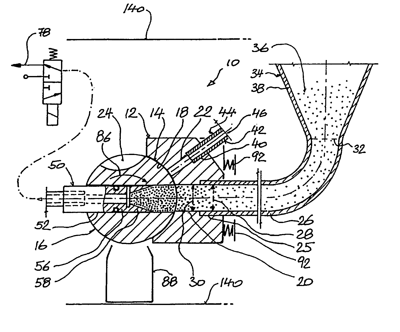 Method of dispensing pulverulent contents and apparatus for implementing this method