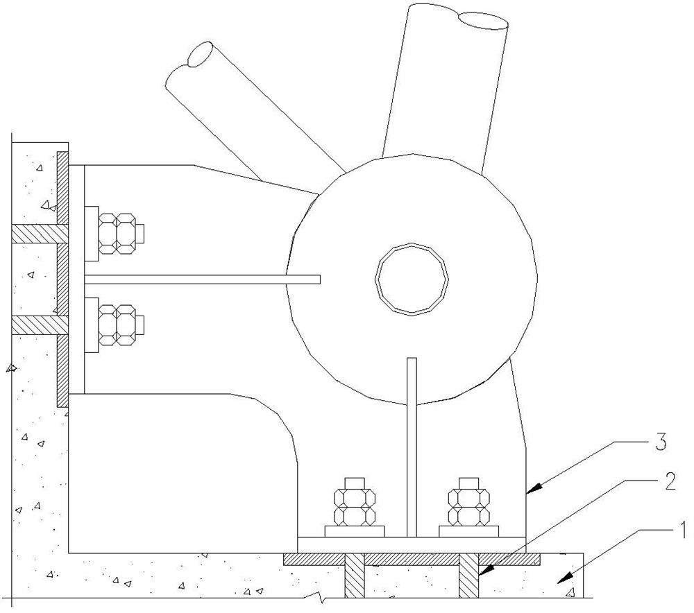 Displacement support and support structure of reticulated shell structure