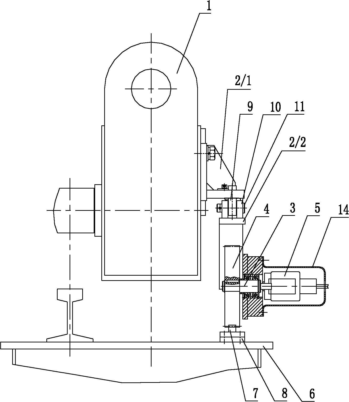 Running positioning device for double-beam trolley of crane
